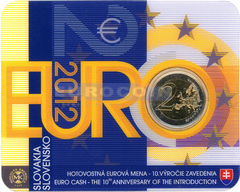 Словакия 2 Евро 2012, 10 лет евро BU