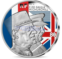 Франция 10 Евро 2021 Шарль де Голль и Уинстон Черчилль