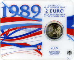 Словакия 2 евро 2009 Бархатная революция BU