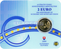Словакия 2 евро 2009, 10 лет валютному союзу BU