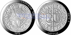 Латвия 5 евро 2015 Рижский Вердино