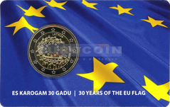 Латвия 2 евро 2015, 30 лет флагу BU