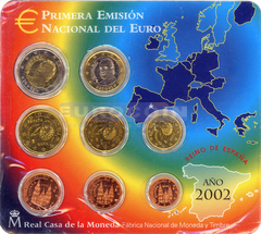 Испания набор евро 2002 BU (8 монет)
