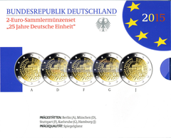Германия 2 евро 2015 объединение Германии (A,D,F,G,J) PROOF