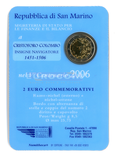 Сан Марино 2 евро 2006 Колумб