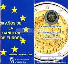 Испания 2 евро 2015, 30 лет флагу PROOF