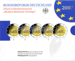 Германия 2 евро 2007 Римский договор (A,D,F,G,J) PROOF