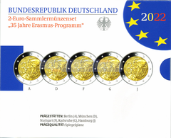 Германия 2 евро 2022, 35 лет Программе ERASMUS (A,D,F,G,J) PROOF