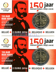 Бельгия 2 x 2 евро 2014 Красный Крест (ошибка)