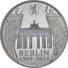 Бельгия 20 евро 2014 Берлинская стена