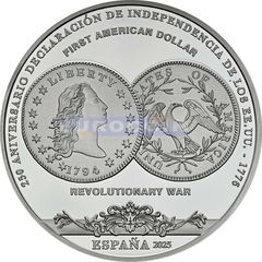 Испания 10 евро 2025 Первый американский доллар