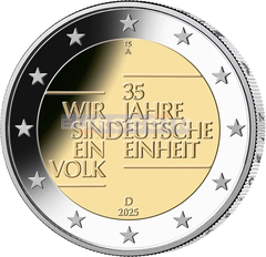 Германия 2 евро 2025 Объединение Германии